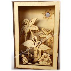 3D dekor doboz flamingós 