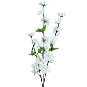 Barackvirág ág, fehér, 63 cm