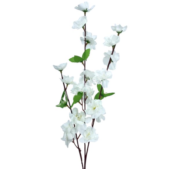 Barackvirág ág, fehér, 63 cm