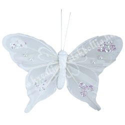 Csipeszes pillangó, fehér, 10,5x9 cm