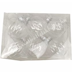   Műanyag gömb, átlátszó, rombusz mintás, 8 cm, 6 db/doboz