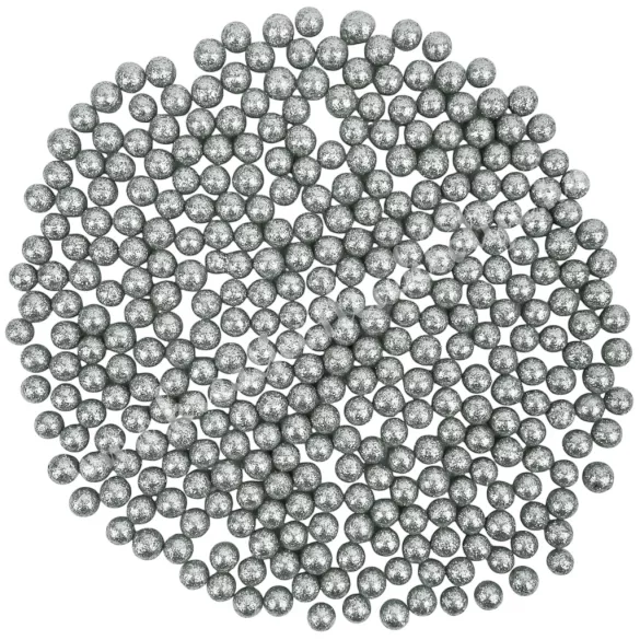 Hungarocell golyók, csillámos, ezüst, 1 cm, 15 gr/csomag