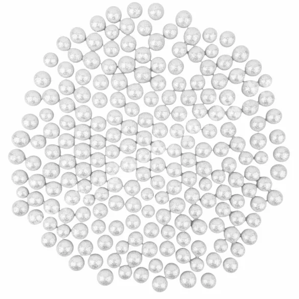 Hungarocell golyók, csillámos, fehér, 1 cm, 15 gr/csomag