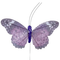 Betűzős pillangó, lila, 9,5x7 cm