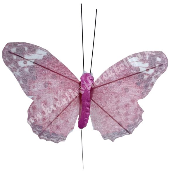Betűzős pillangó, rózsaszín, 9,5x7 cm