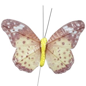 Betűzős pillangó, sárga, 9,5x7 cm