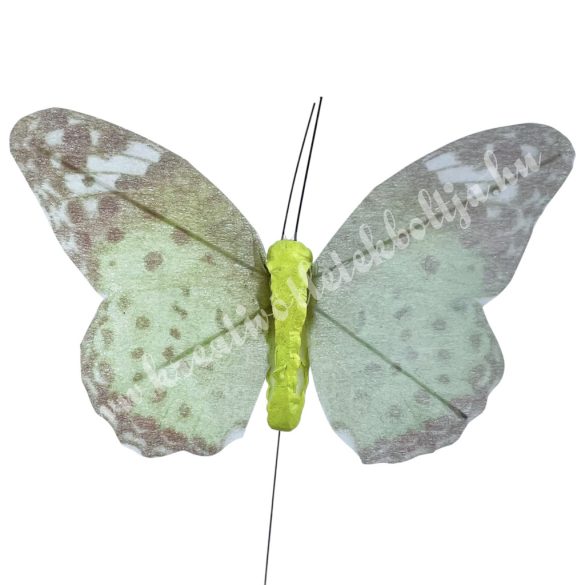 Betűzős pillangó, zöld, 9,5x7 cm