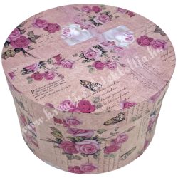 Kerek kalapdoboz, rózsás, 22x13 cm