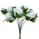 Polifoam rózsacsokor, fehér, 15 cm, 10 db/csokor