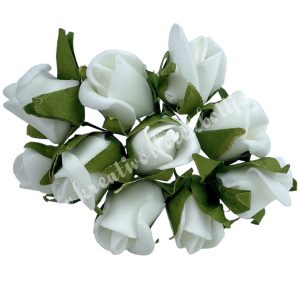 Polifoam rózsacsokor, törtfehér, 15 cm, 10 db/csokor