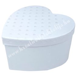 Szív alakú doboz szívvel, fehér, 13x13x7,5 cm