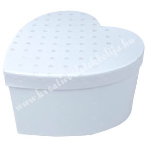 Szív alakú doboz szívvel, fehér, 13x13x7,5 cm