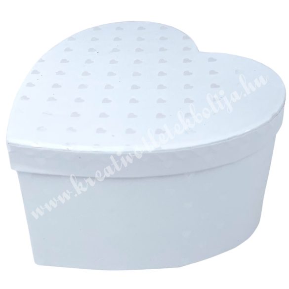 Szív alakú doboz szívvel, fehér, 14,5x14,5x8,5 cm