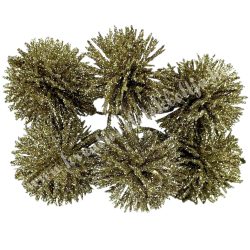 Csillámos gömb pick, arany, 13 cm, 6 db/csokor