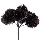 Csillámos gömb pick, bordó, 13 cm, 6 db/csokor