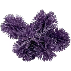 Csillámos gömb pick, lila, 13 cm, 6 db/csokor