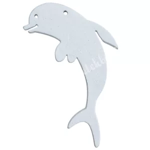Fadekor, delfin, fehér, 3x5 cm
