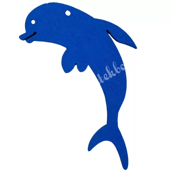 Fadekor, delfin, kék, 3x5 cm