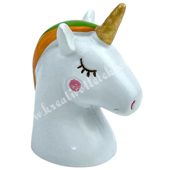 Polyresin unikornisfej, 4,5x6 cm