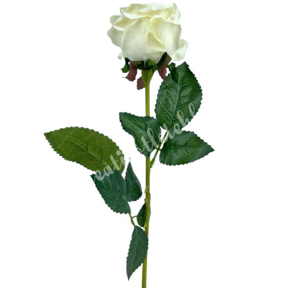 Selyem rózsaszál, krém, 53 cm