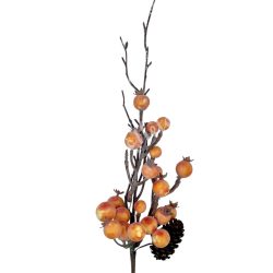 Betűzős pick, narancssárga bogyókkal, tobozzal, 35 cm