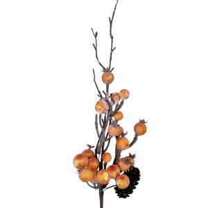 Betűzős pick, narancssárga bogyókkal, tobozzal, 35 cm