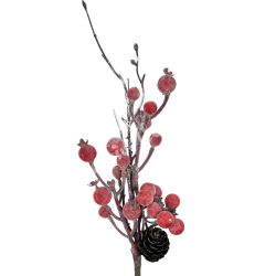 Betűzős pick, piros bogyókkal, tobozzal, 35 cm