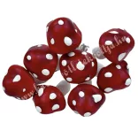 Betűzős piros gomba, 2,5x3,5 cm, 8 db/csomag