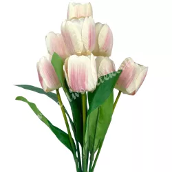 Tulipán csokor, cirmos krém, 46 cm