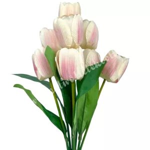 Tulipán csokor, cirmos krém, 46 cm