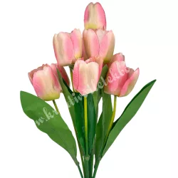 Tulipán csokor, cirmos rózsaszín, 46 cm