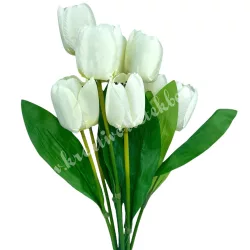 Tulipán csokor, fehér, 46 cm