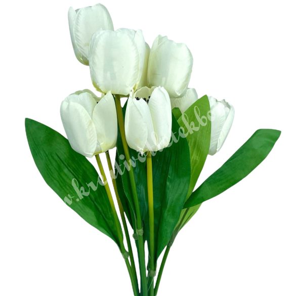 Tulipán csokor, fehér, 46 cm