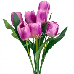 Tulipán csokor, lila, 46 cm