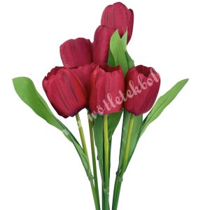 Tulipán csokor, piros, 46 cm
