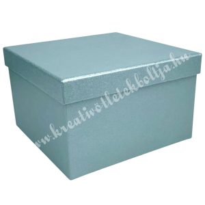 Papírdoboz, négyzet, gyöngyház zöld, 16x10 cm