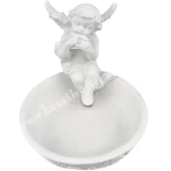 Polyresin tál angyallal, 10x9 cm