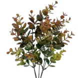 Eukaliptusz csokor, zöld-bordó, 32 cm