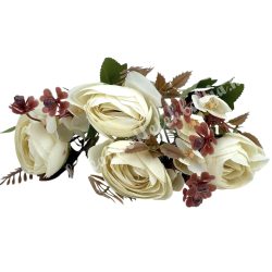Boglárka csokor, törtfehér, 31 cm