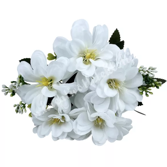 Dália csokor, fehér, 29 cm