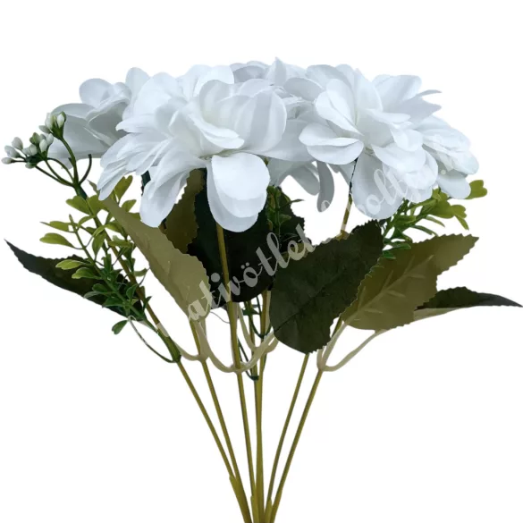 Dália csokor, fehér, 29 cm