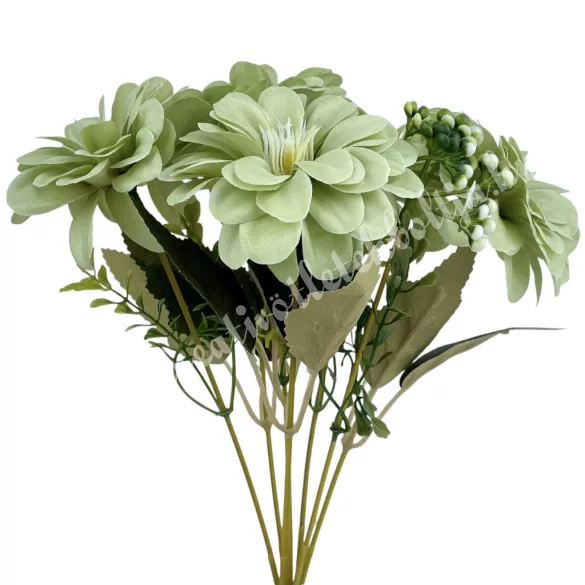 Dália csokor, zöld, 29 cm