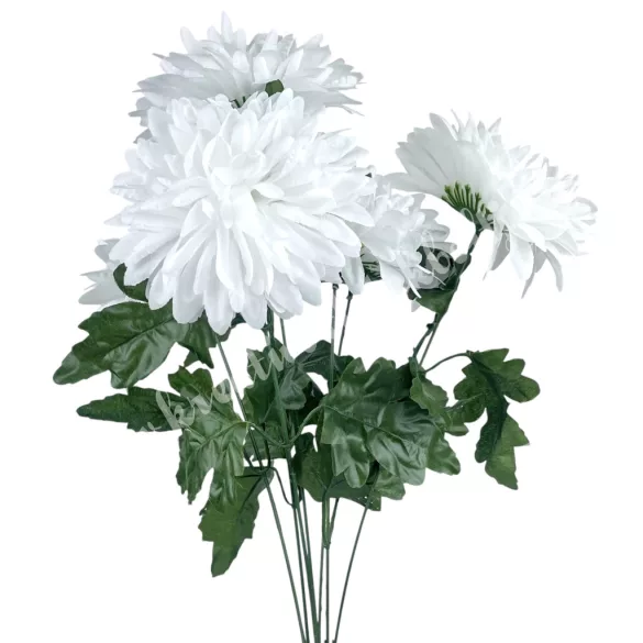 Krizantém csokor, fehér, 53 cm