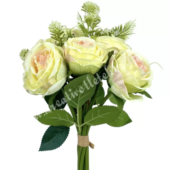 Rózsaköteg, krém-rózsaszín, 32 cm