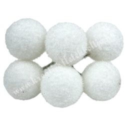   Betűzős flokkolt hungarocell golyó, fehér, 2,5 cm, 6 db/csokor