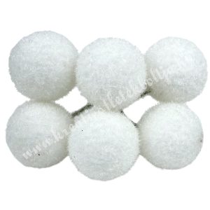 Betűzős flokkolt hungarocell golyó, fehér, 2,5 cm, 6 db/csokor