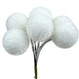 Betűzős flokkolt hungarocell golyó, fehér, 2,5 cm, 6 db/csokor