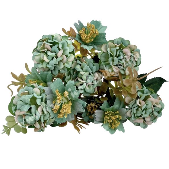 Gömbdália csokor, zöld-rózsaszín, 30 cm
