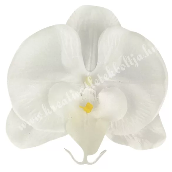 Szatén orchideafej, fehér, 12 cm