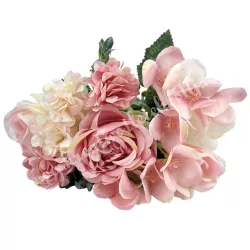 Peonia-rózsa-dália csokor, rózsaszín, 31 cm
